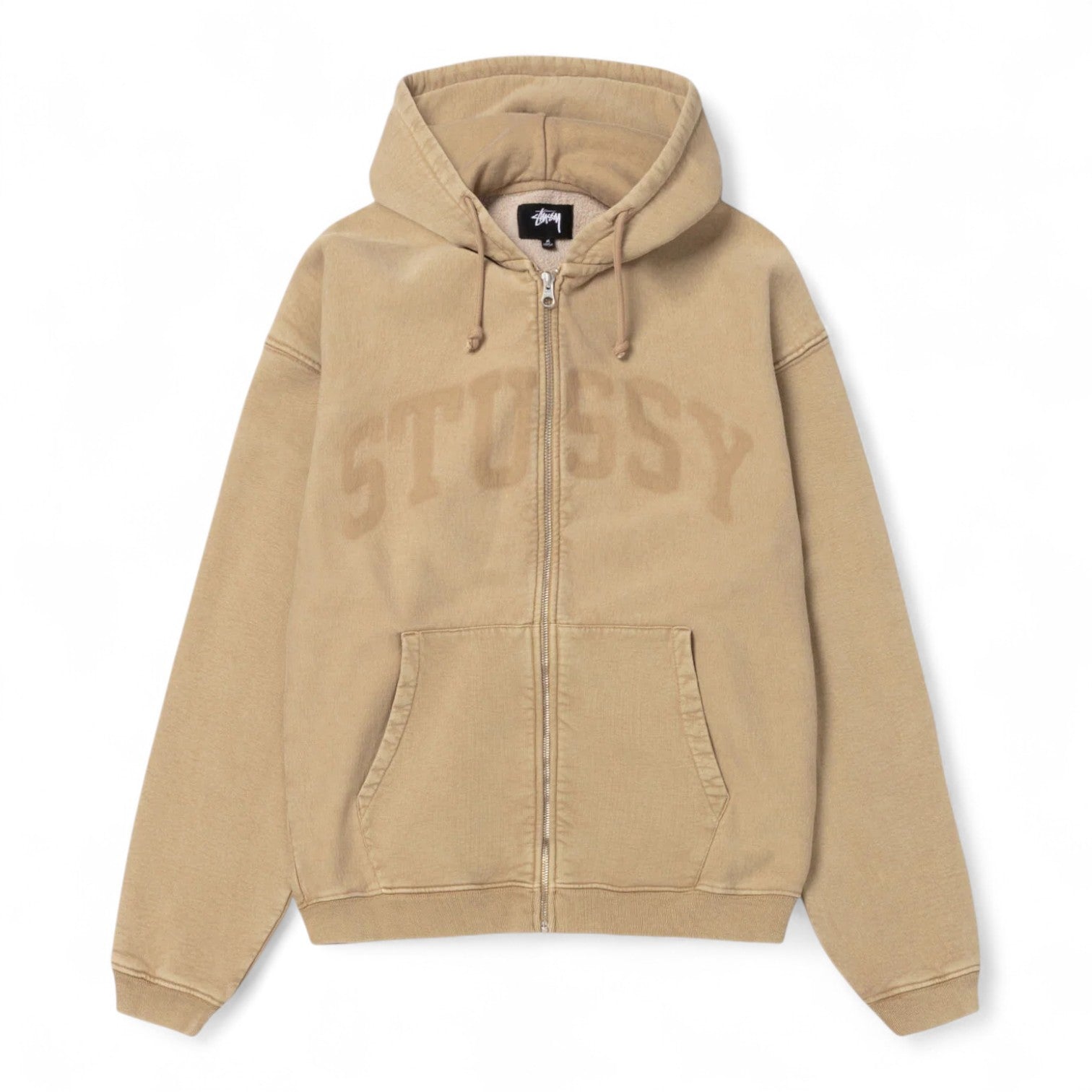 Stussy Faded Graphic Zip Hoodie - Washed Beige