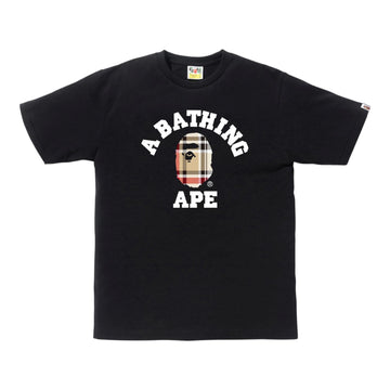 BAPE A Bathing Ape Check College Tee - Black/Beige