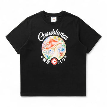 Casablanca Mushroom Emblem Printed T-Shirt - Black