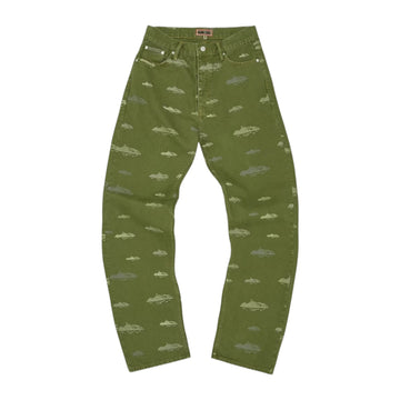 Corteiz Alcatraz Pattern Denim Jeans 'Khaki'