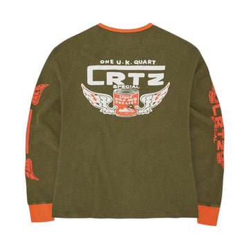 Corteiz Gasolina Waffle Longsleeve - Khaki / Orange