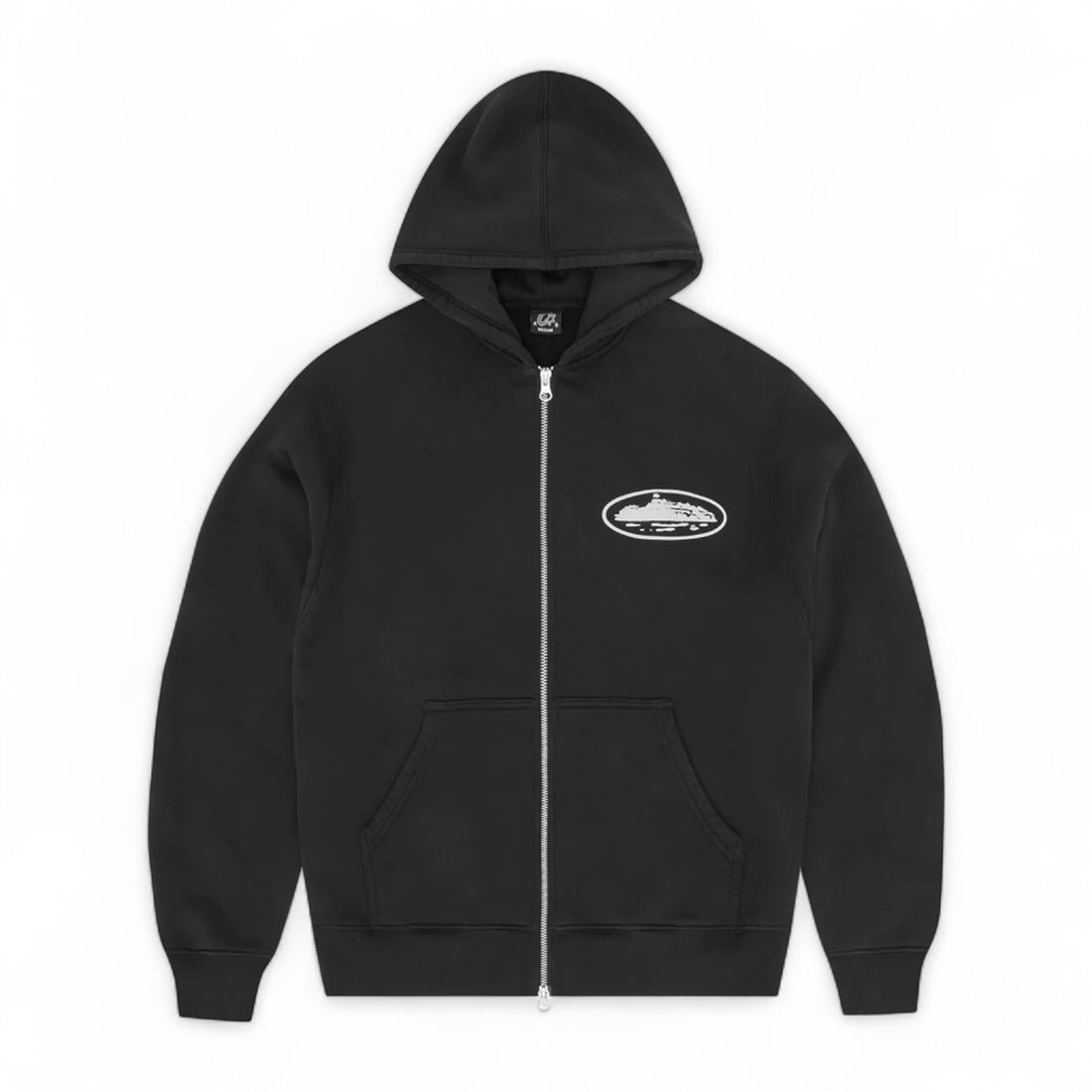 Corteiz Island Puff Print Zip Hoodie - Black