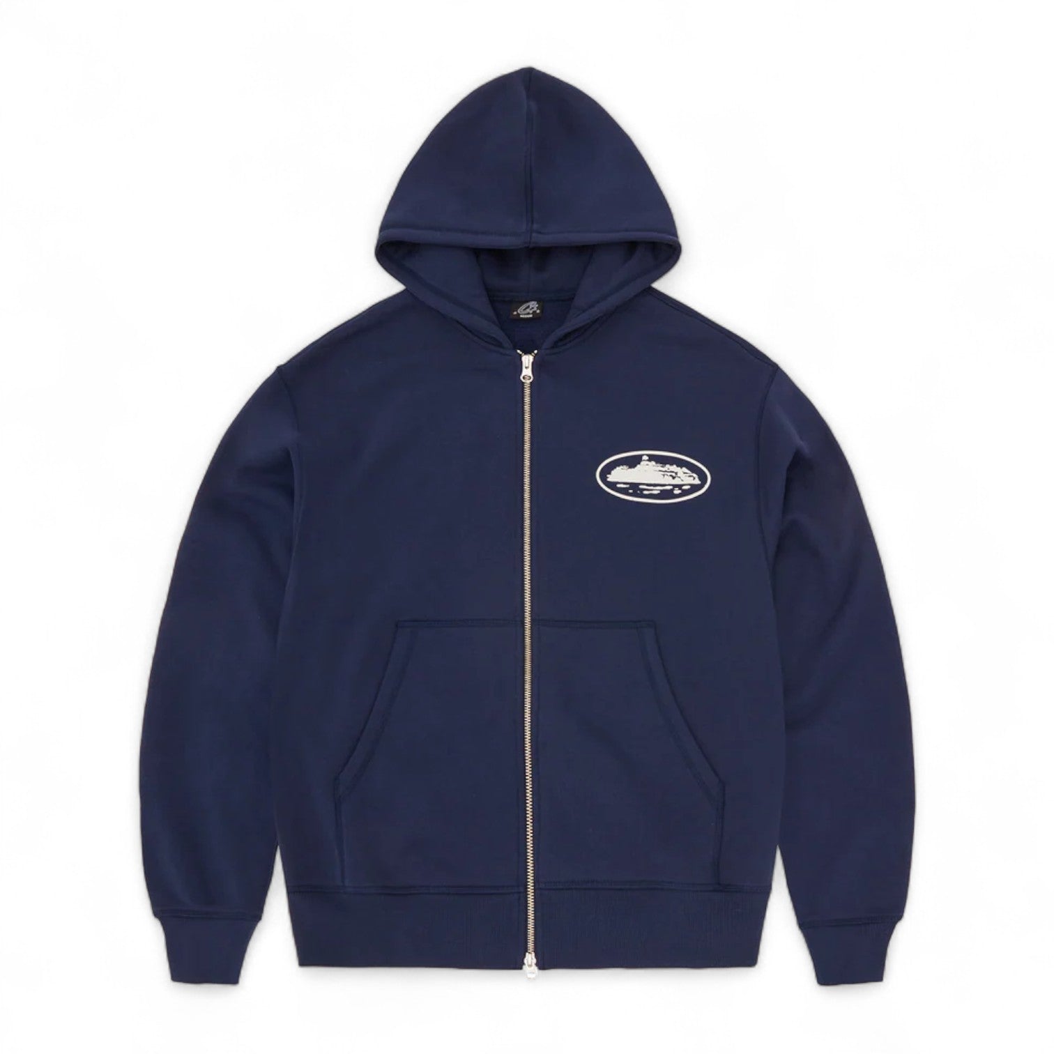 Corteiz Island Puff Print Zip Hoodie - Navy