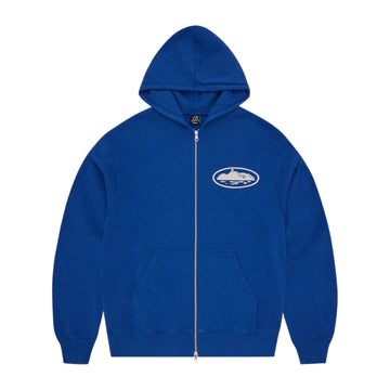 Corteiz Island Puff Print Zip Hoodie - Washed Royale