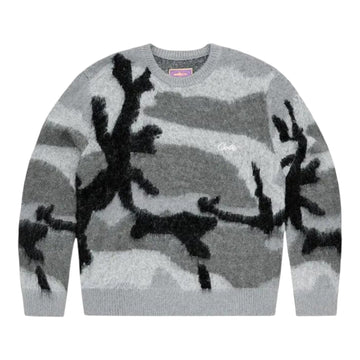 Corteiz Mohair Knit Sweater - Grey Camo