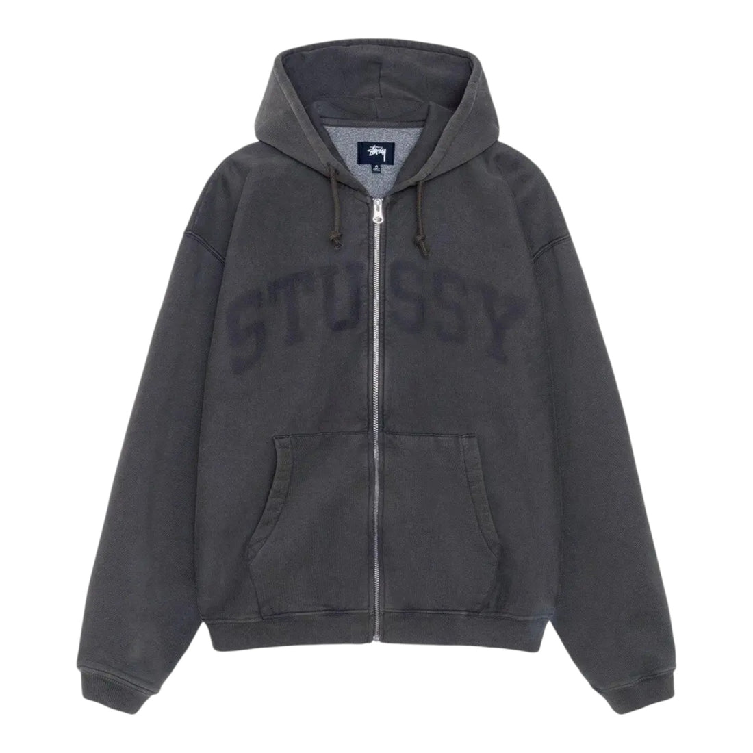Stussy Faded Graphic Zip Hoodie - Washed Black