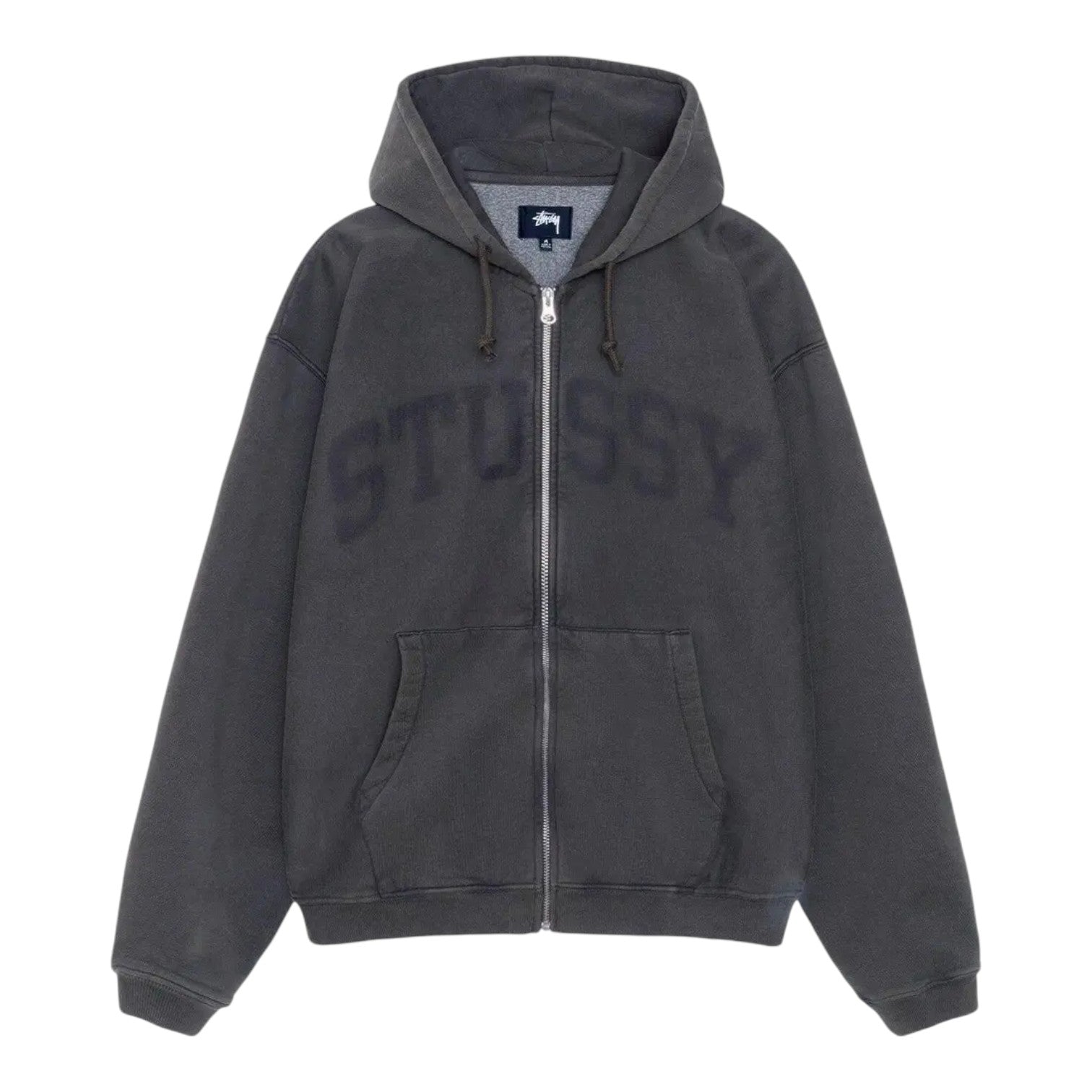 Stussy Faded Graphic Zip Hoodie - Washed Black