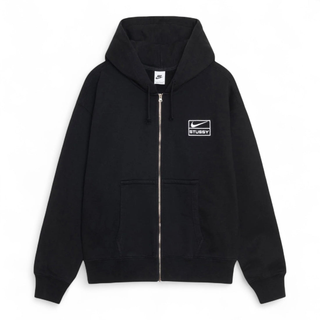 Stussy & Nike Stone Washed Fleece Zip Hoodie - Black