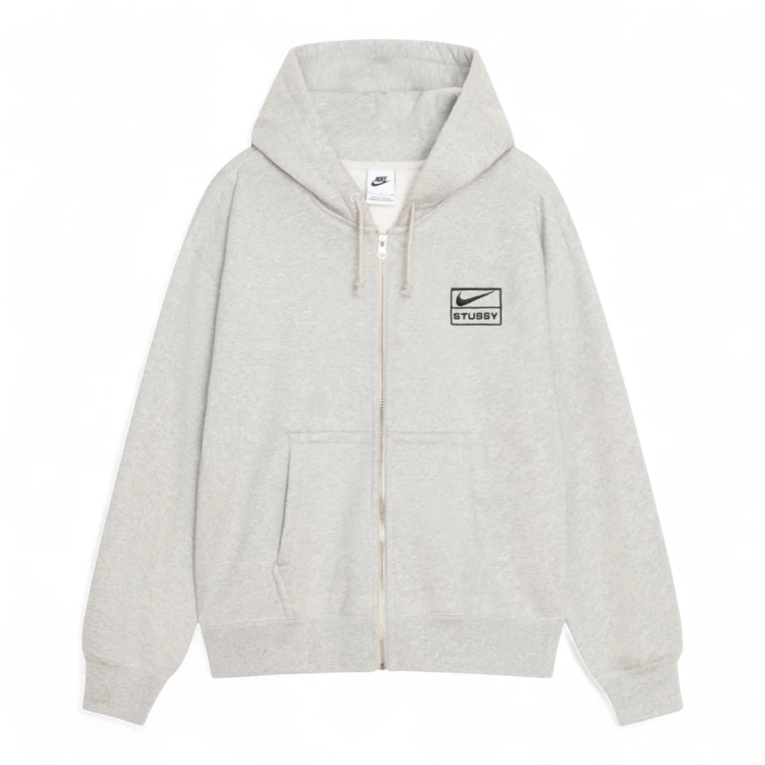 Stussy & Nike Stone Washed Fleece Zip Hoodie - Grey Heather