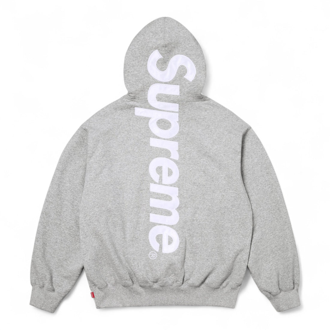 Supreme Satin Applique Hooded Sweatshirt - Heather Grey