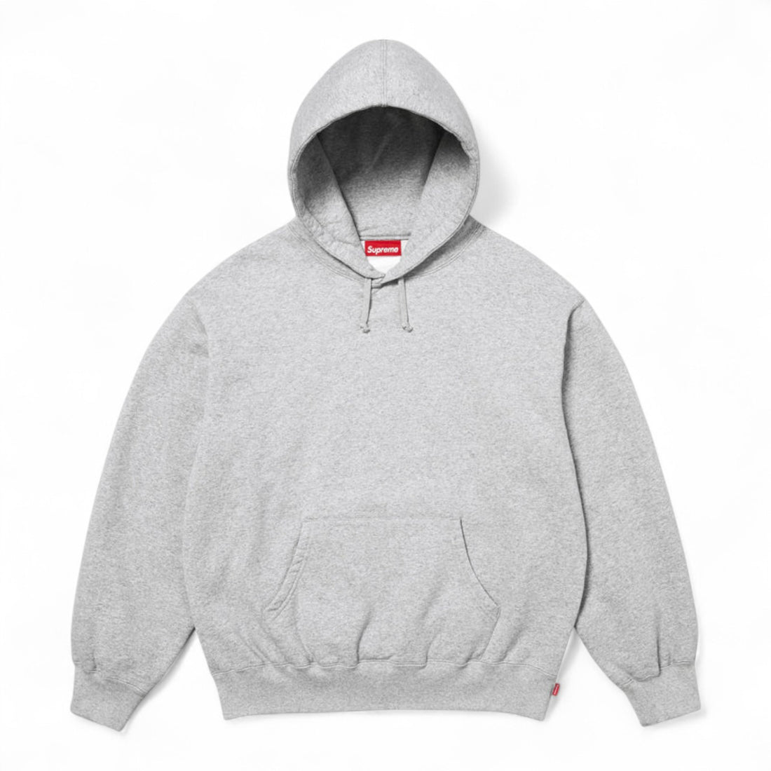 Supreme Satin Applique Hooded Sweatshirt - Heather Grey