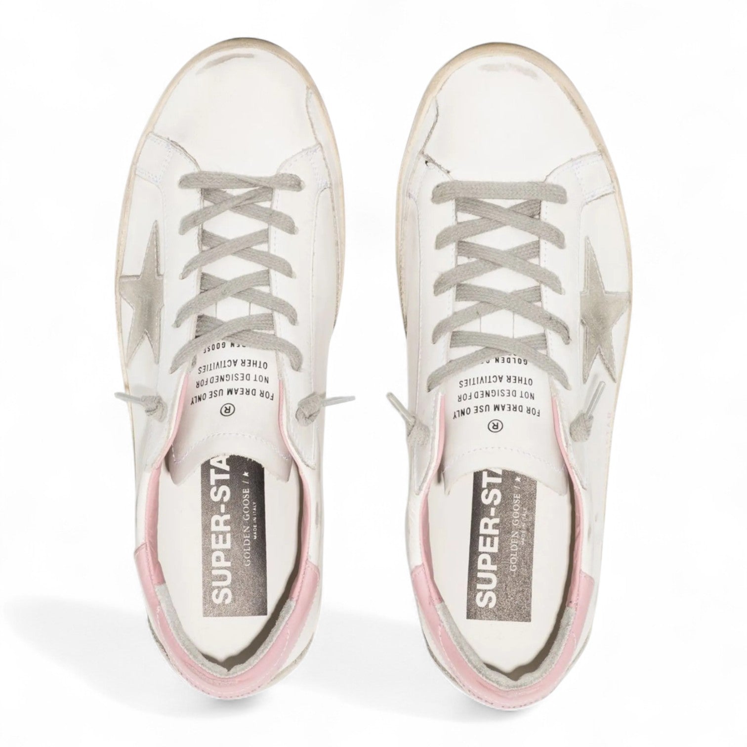 Golden Goose Super-Star Leather Sneakers - White & Pink