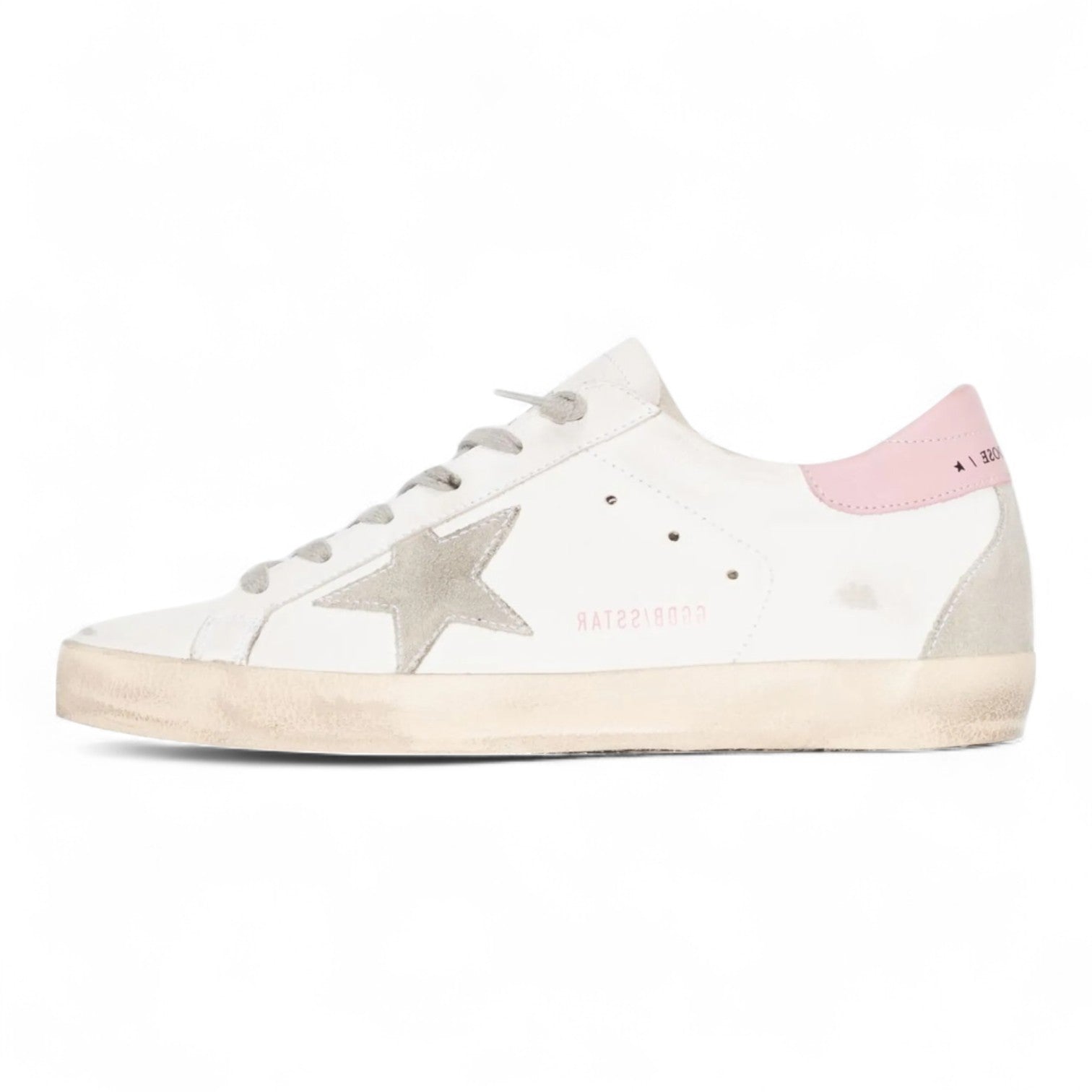 Golden Goose Super-Star Leather Sneakers - White & Pink