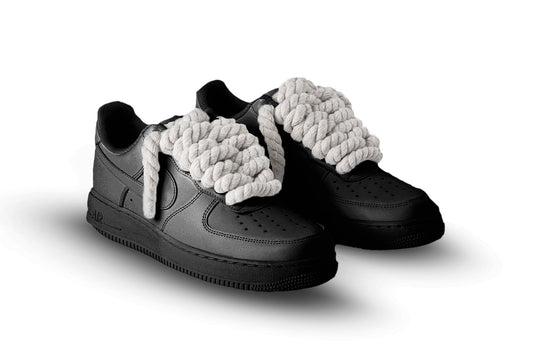 Air Force 1 Black Custom Rope Laces (Men's Sizes)