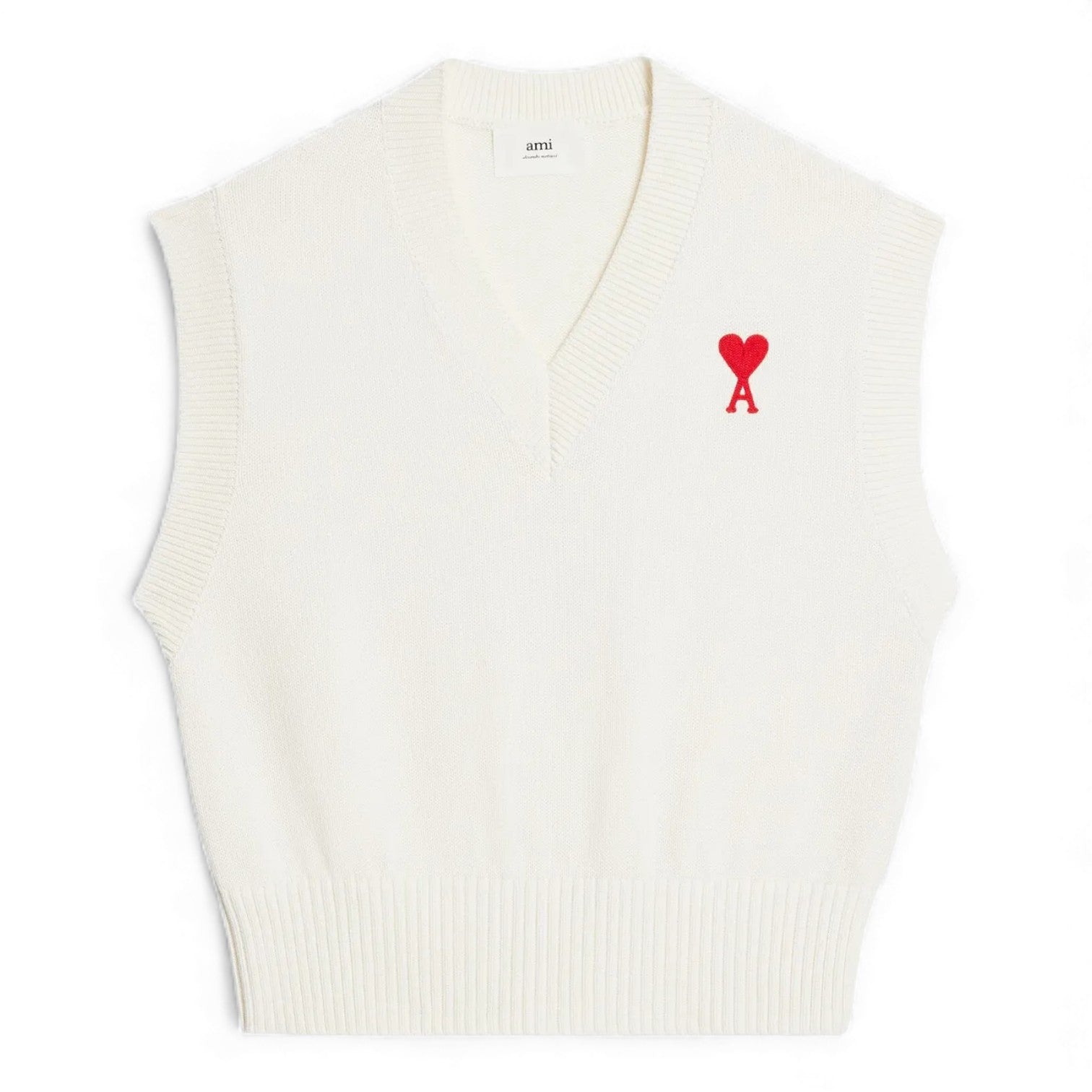AMI Paris Ami De Coeur V-Neck Vest - White