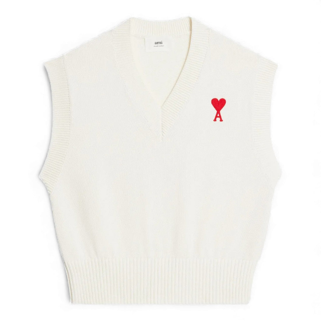 AMI Paris Ami De Coeur V-Neck Vest - White