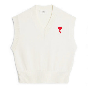 AMI Paris Ami De Coeur V-Neck Vest - White