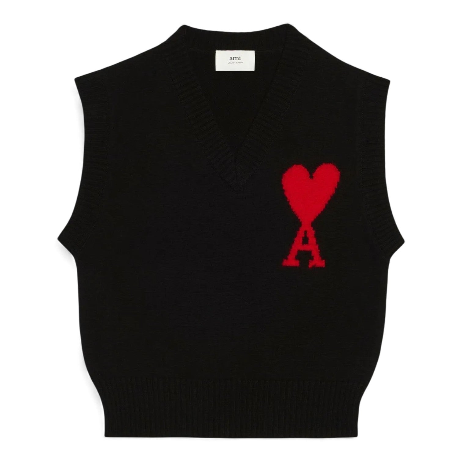 AMI Paris Ami de Coeur knitted Vest - Black
