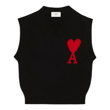 AMI Paris Ami de Coeur knitted Vest - Black