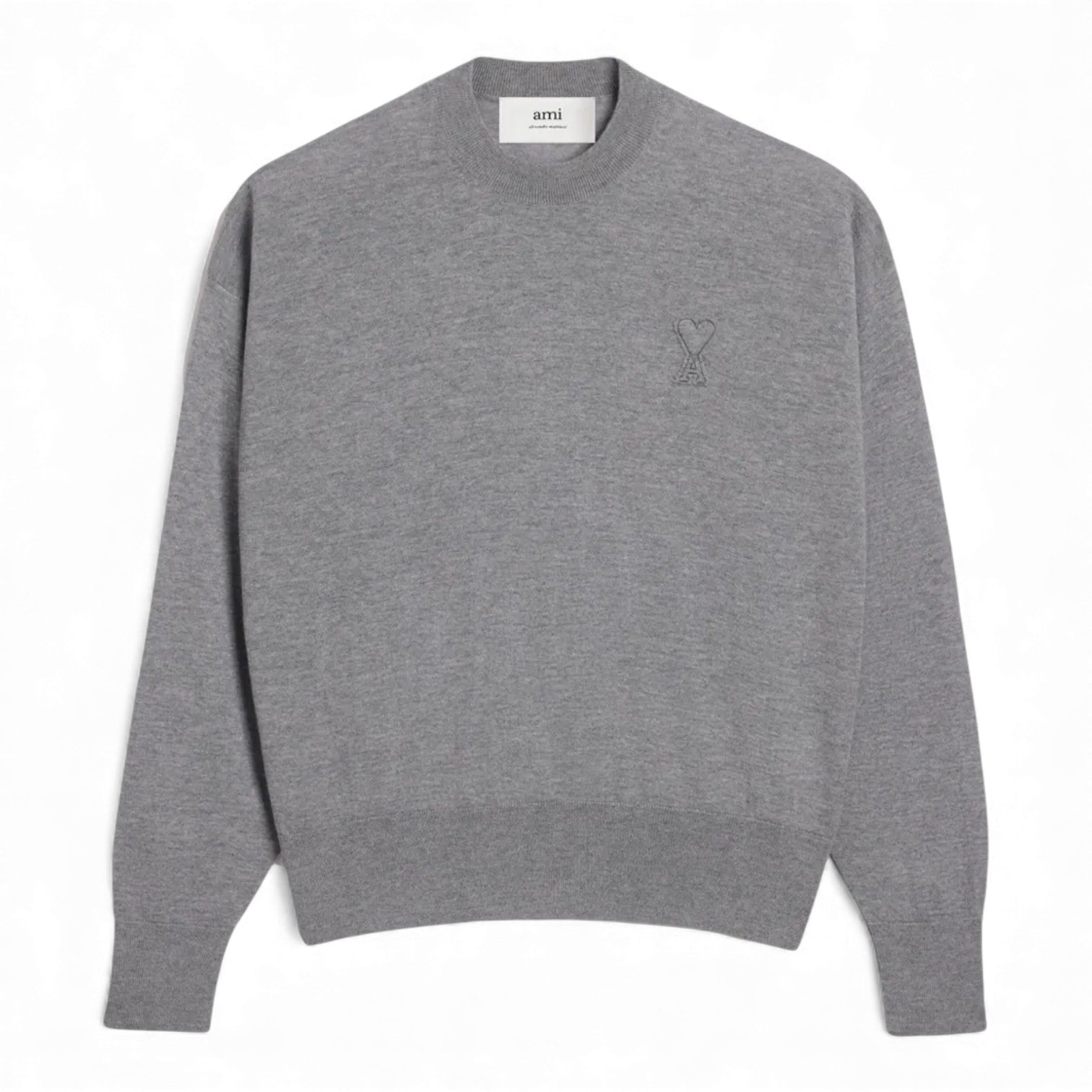 AMI Paris Logo-embroidered Cotton Sweatshirt - Grey
