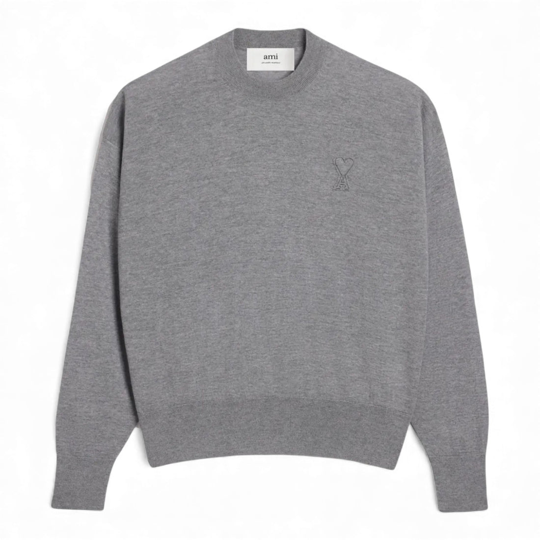 AMI Paris Logo-embroidered Cotton Sweatshirt - Grey