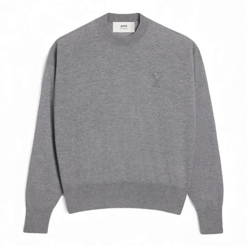 AMI Paris Logo-embroidered Cotton Sweatshirt - Grey