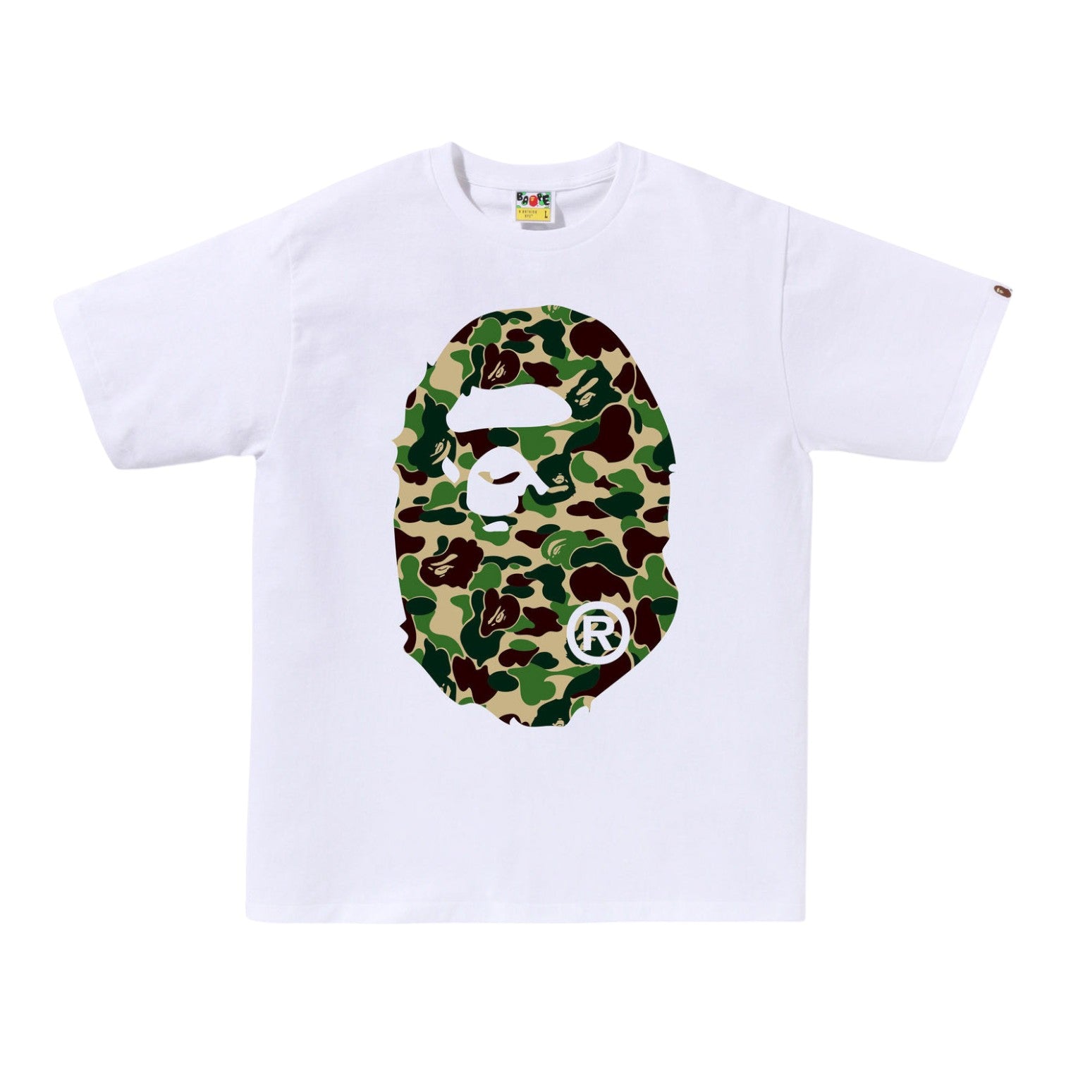 BAPE ABC Camo Big Ape Head Tee 'White/Green'