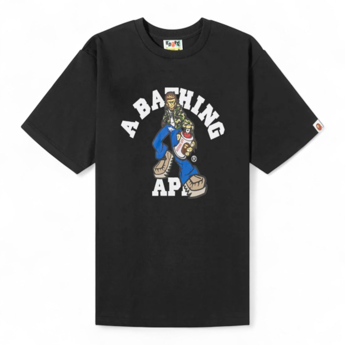 Bape A Bathing Ape Graffiti Character College T-Shirt - Black