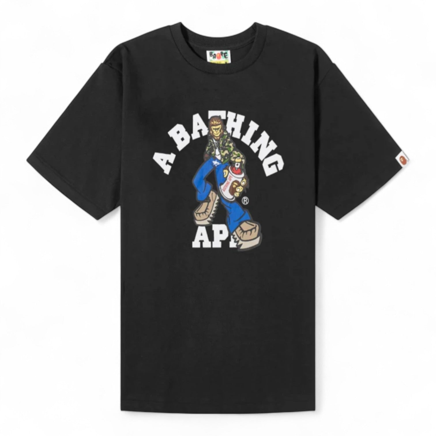 Bape A Bathing Ape Graffiti Character College T-Shirt - Black
