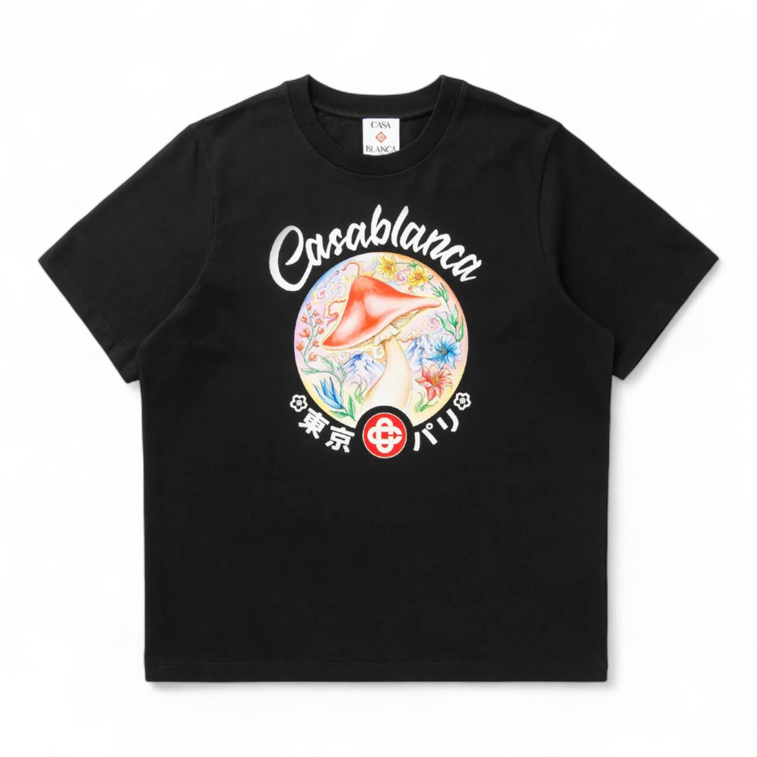 Casablanca Mushroom Emblem Printed T-Shirt - Black