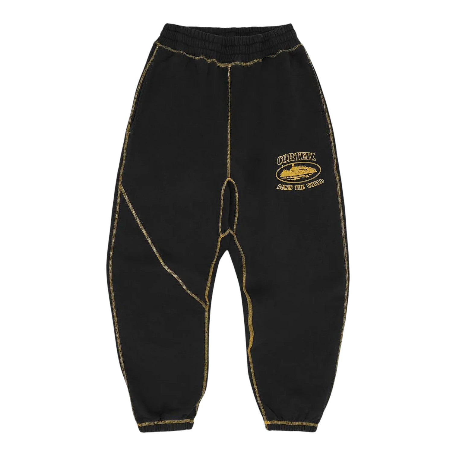 Corteiz Alcatraz Contrast Sweatpant - Black Honey Yellow