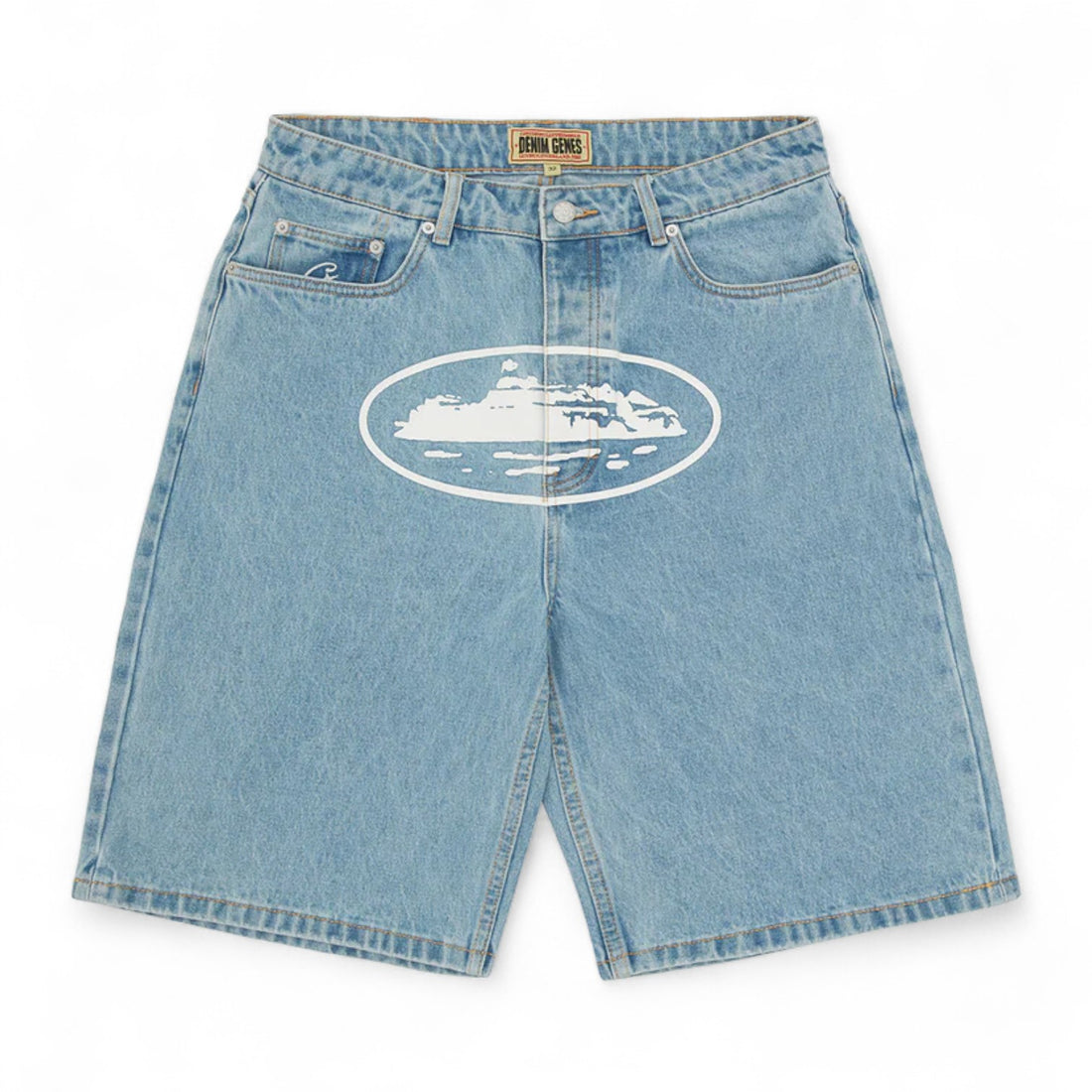 Corteiz Alcatraz Baggy Shorts Washed Blue