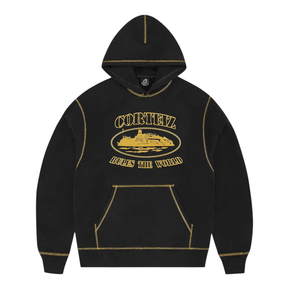 Corteiz Alcatraz Contrast Hoodie - Black/Yellow