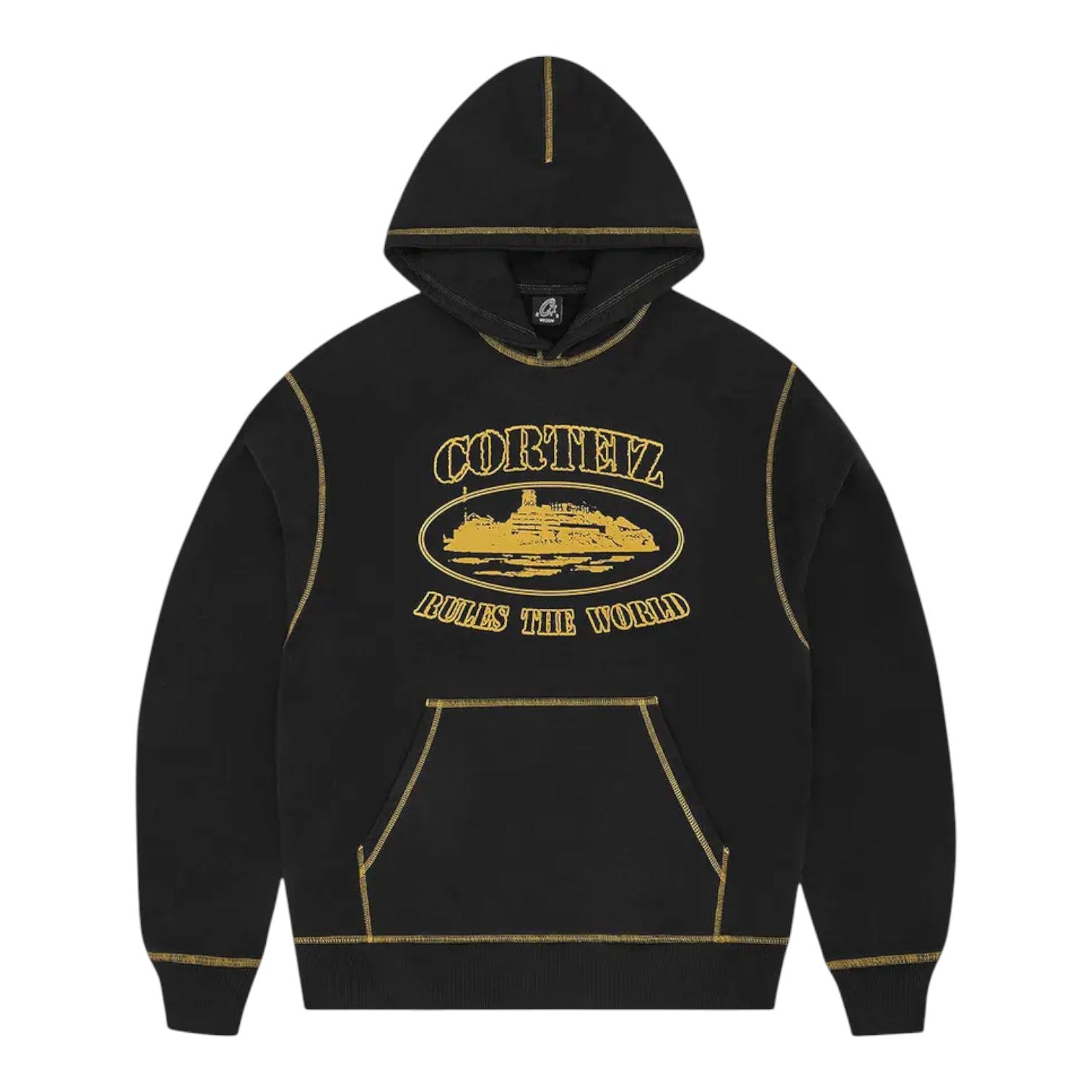 Corteiz Alcatraz Contrast Hoodie - Black/Yellow