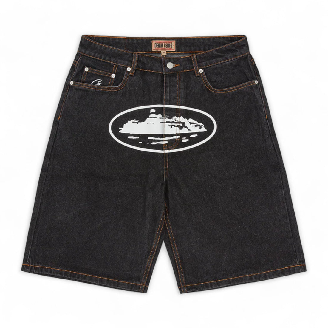 Corteiz Alcatraz Denim Shorts Washed Black