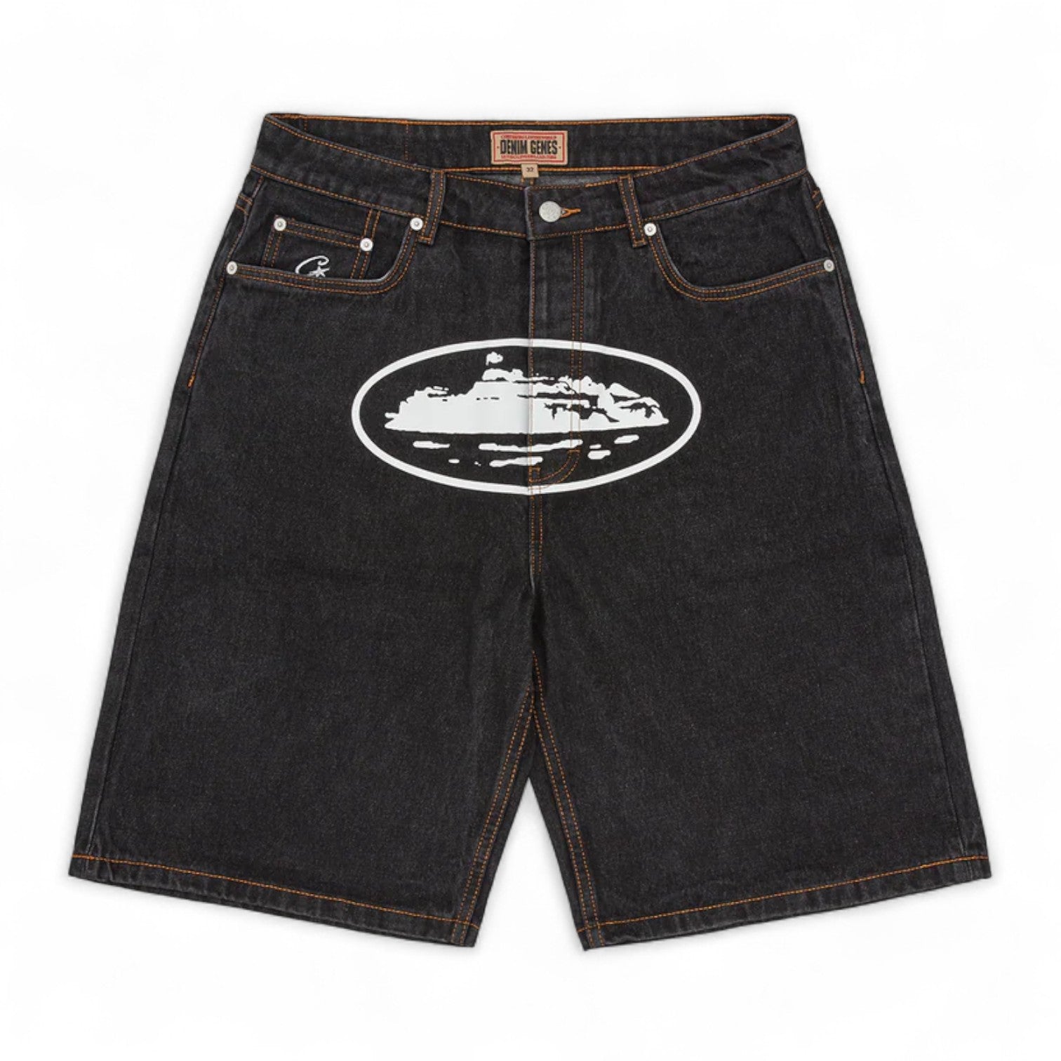 Corteiz Alcatraz Denim Shorts Washed Black