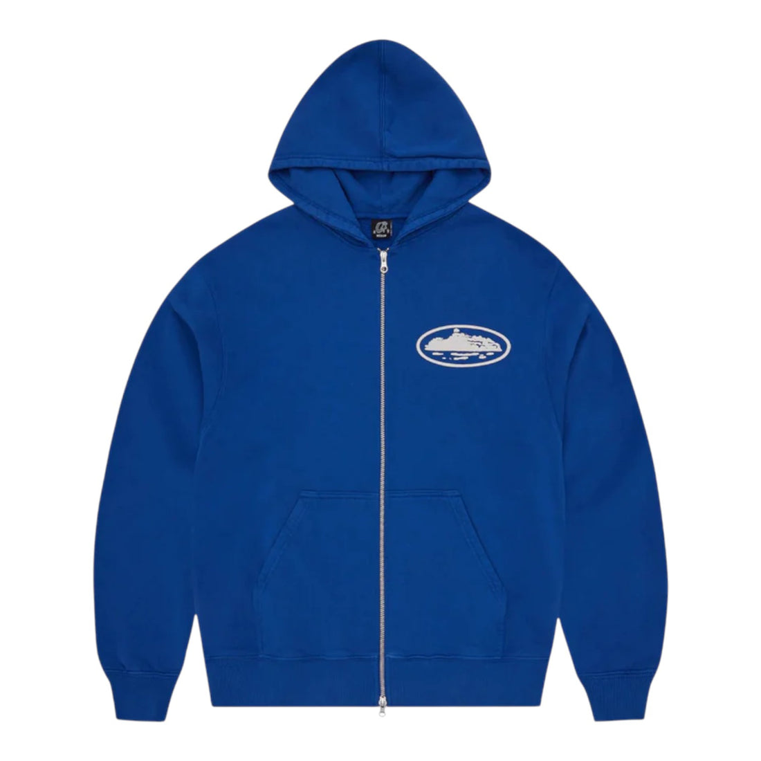 Corteiz Island Puff Print Zip Hoodie - Washed Royale