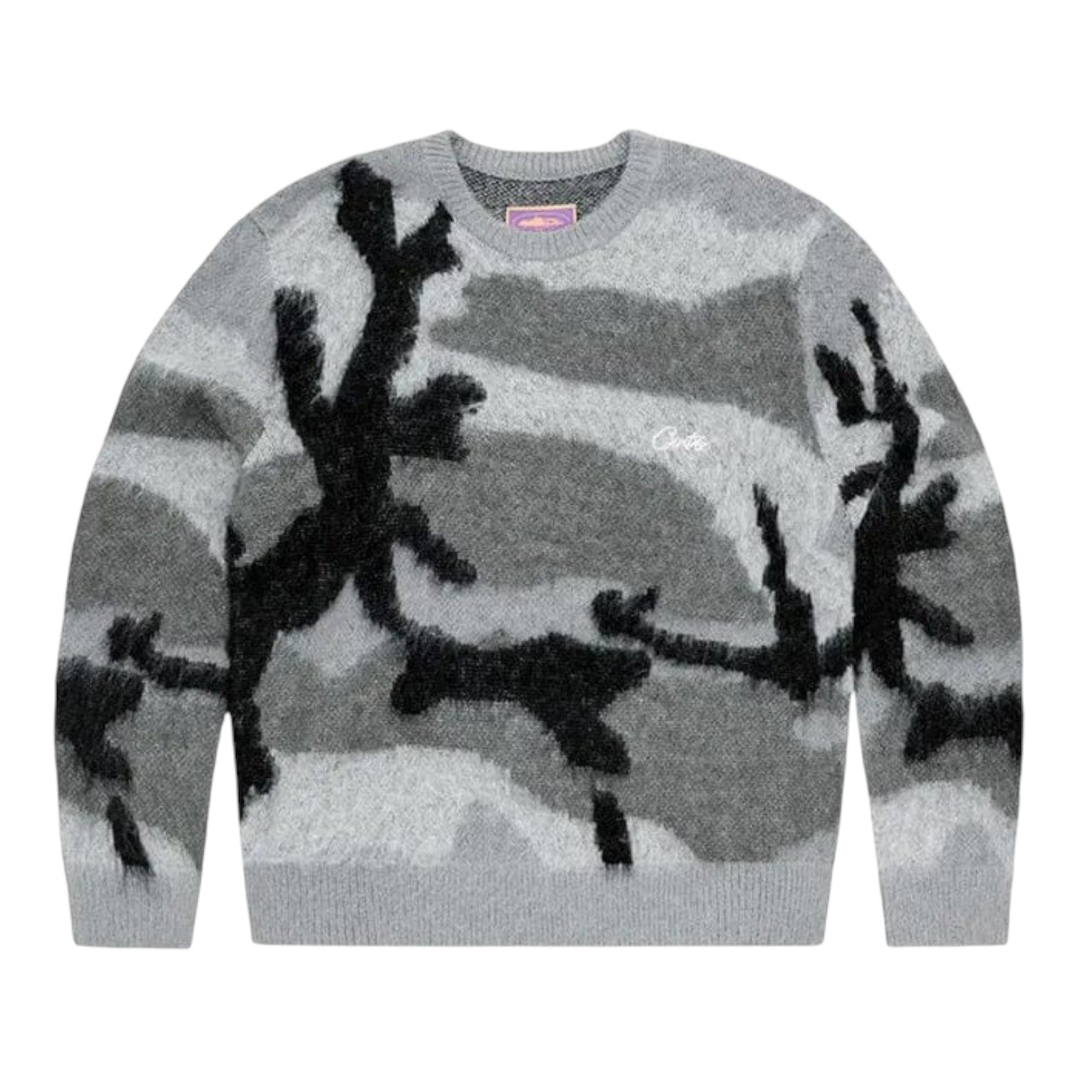 Corteiz Mohair Knit Sweater - Grey Camo