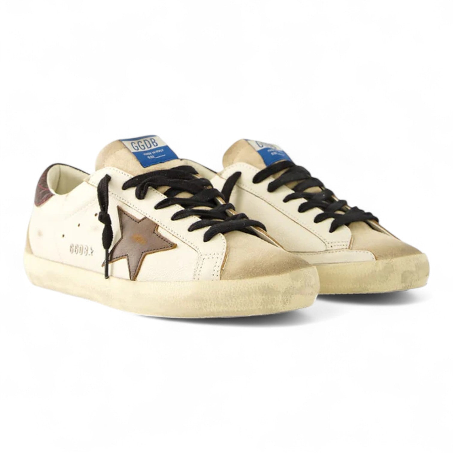 Golden Goose White Beige Brown Superstar Sneakers