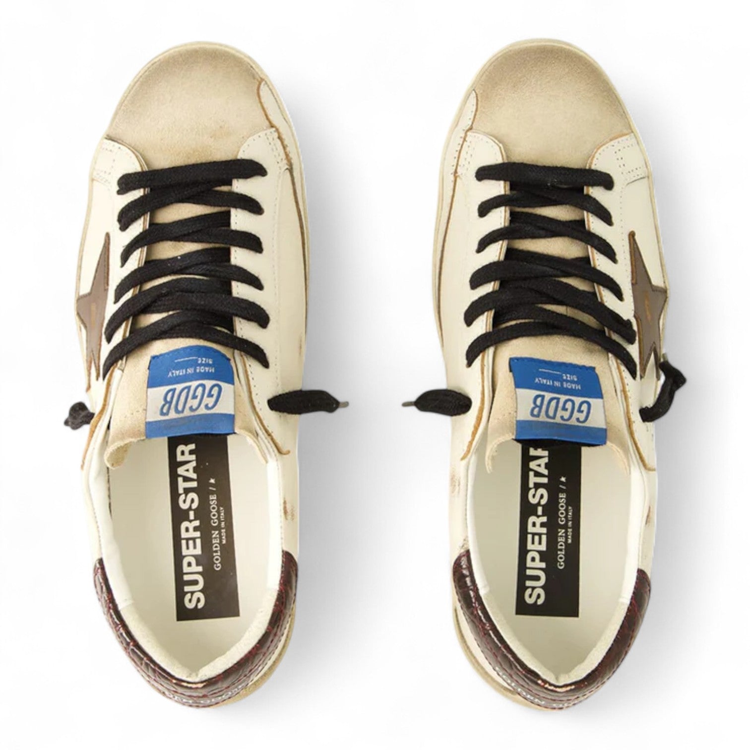 Golden Goose White Beige Brown Superstar Sneakers