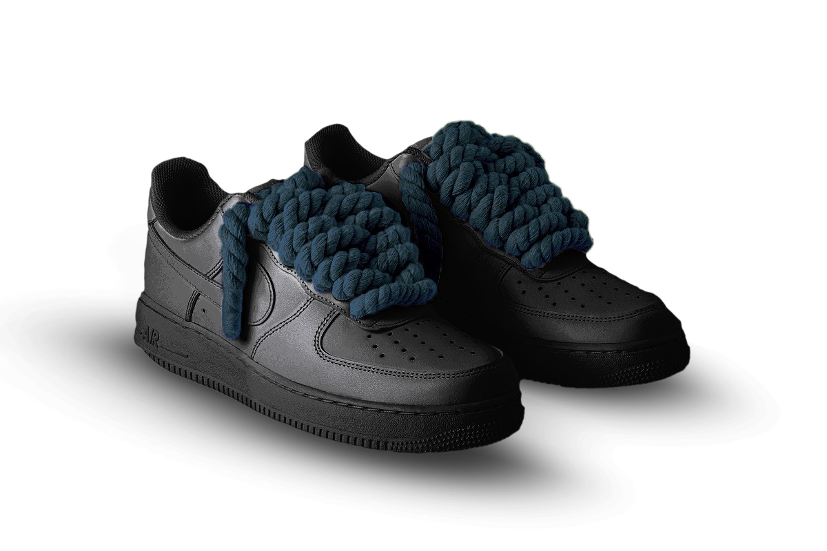 Air Force 1 Black Custom Rope Laces (Men's Sizes)