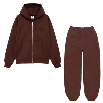 Stussy & Nike Set Zip Hoodie + Stone Washed Fleece Pant - Dark Cinder