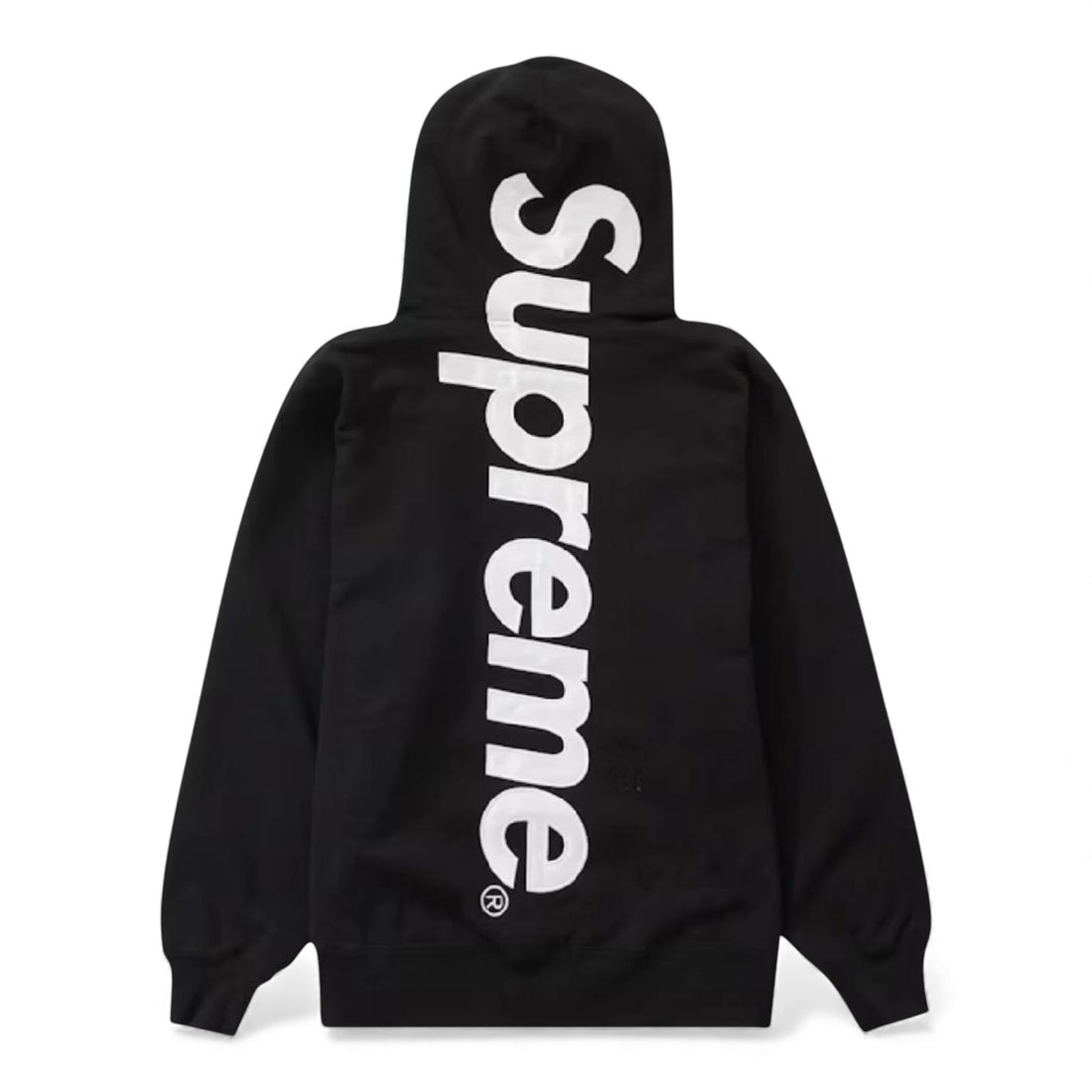 Supreme Satin Applique Hooded Sweatshirt - Black