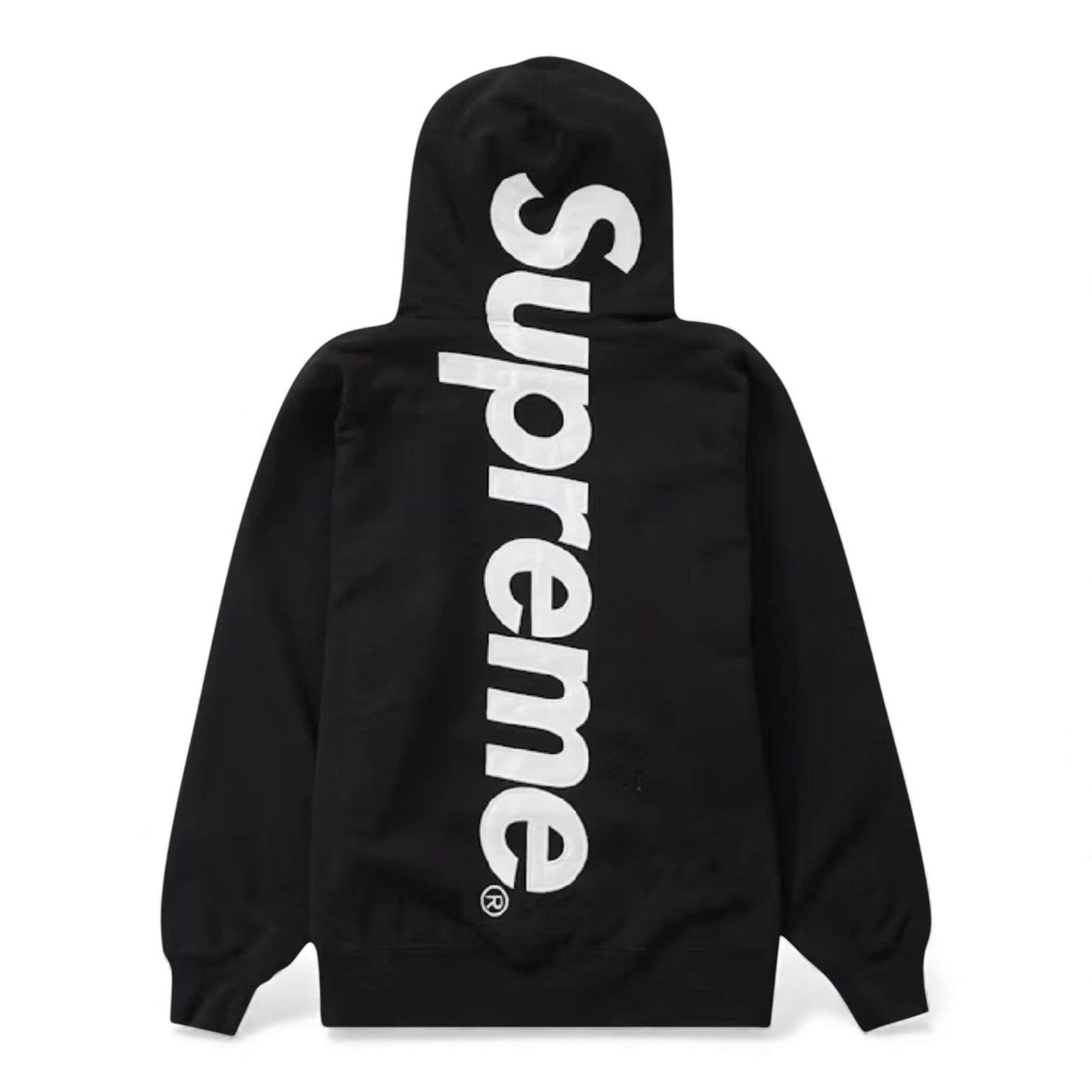 Supreme Satin Applique Hooded Sweatshirt - Black