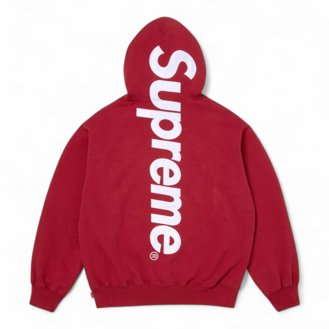 Supreme Satin Applique Hooded Sweatshirt - Dark Red