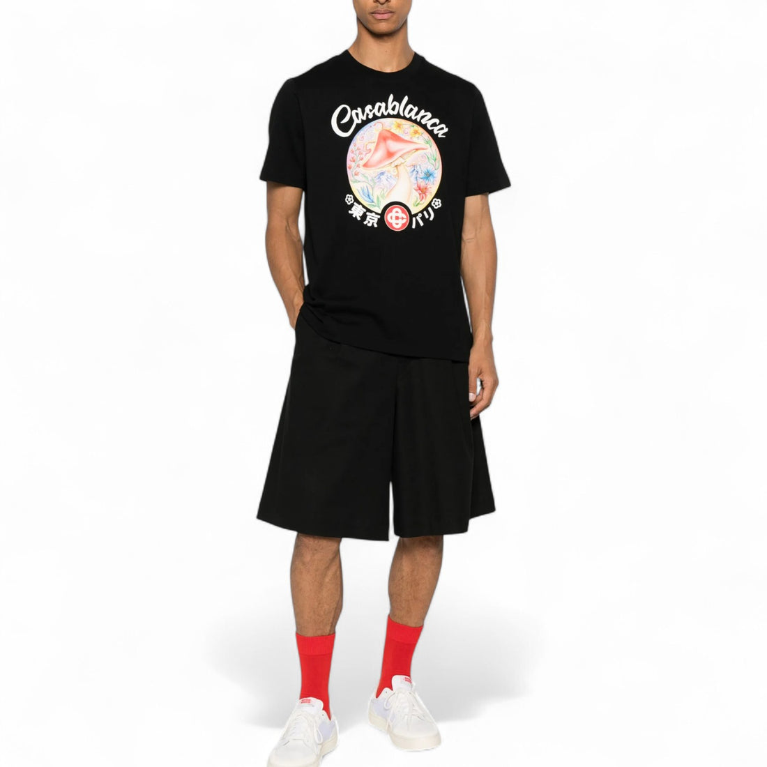 Casablanca Mushroom Emblem Printed T-Shirt - Black