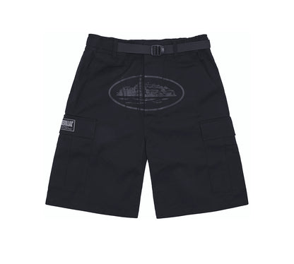 Corteiz Alcatraz Cargo Shorts Triple Black