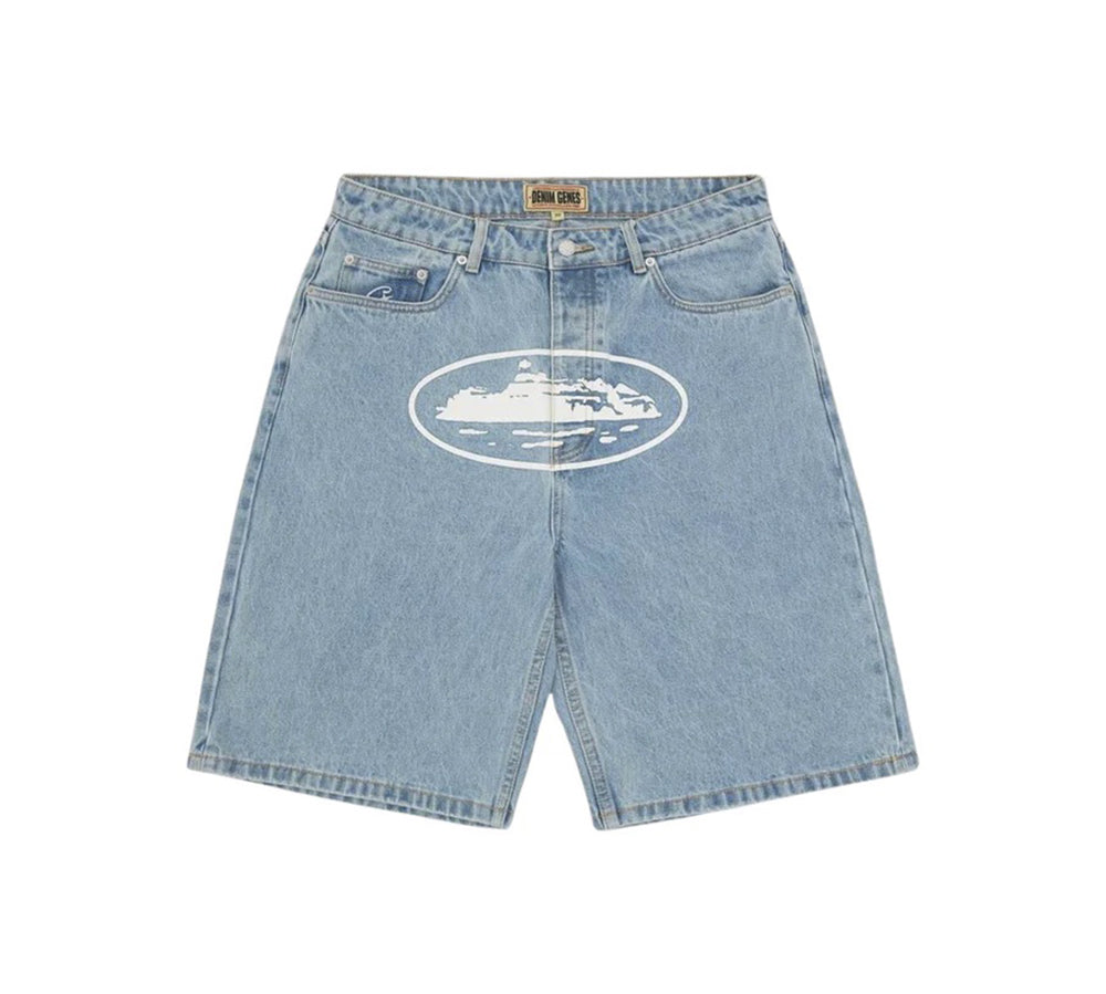 Corteiz Alcatraz Baggy Shorts Washed Blue