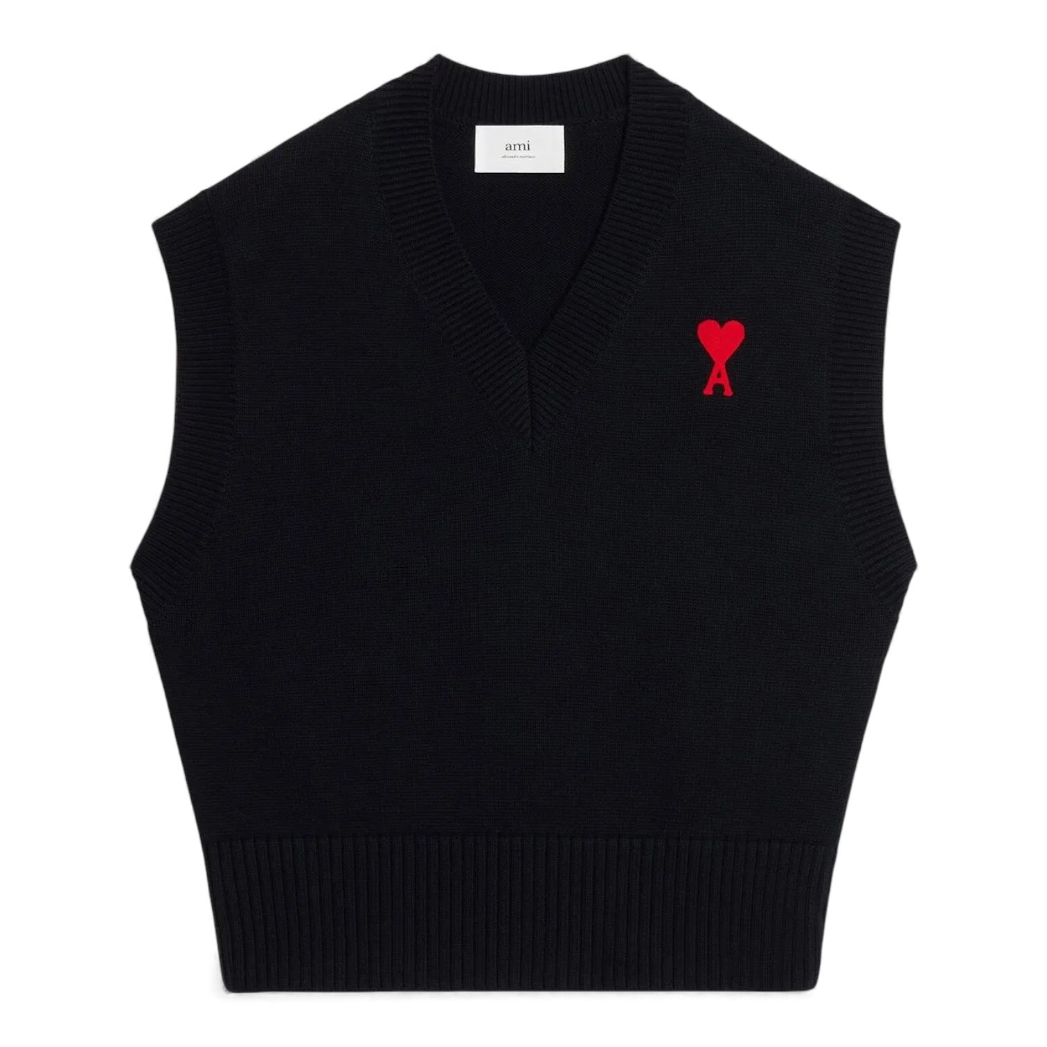 AMI Paris Ami De Coeur V-Neck Vest - Black