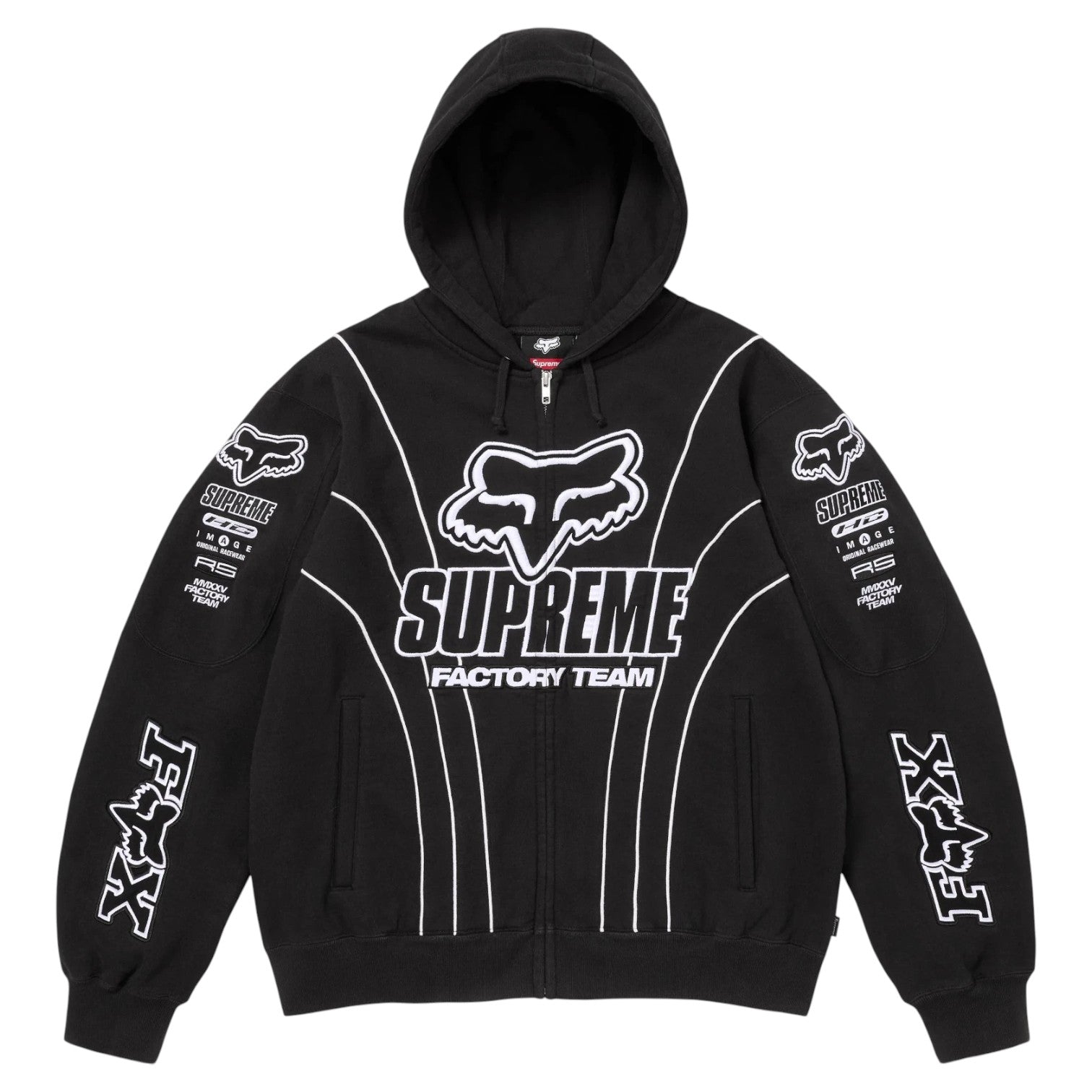 Supreme x Fox Racing Zip Up Hooded Sweatshirt – Black